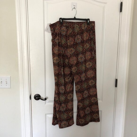 Cider Womens Floral Boho Patterned Pants Wide Leg Pull-On‎ Size 2XL Brown NWT - Picture 7 of 10